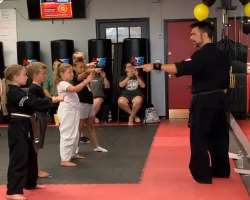 The actor also teaches martial art skills to school kids all over the United States.